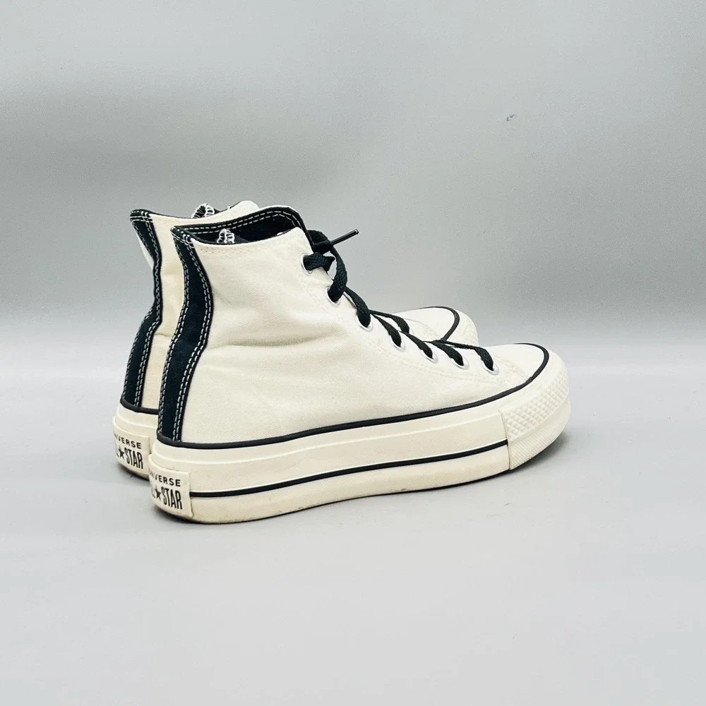 Converse High Top Sneakers Girls 4 White Platform Canvas Chuck Taylor All Star